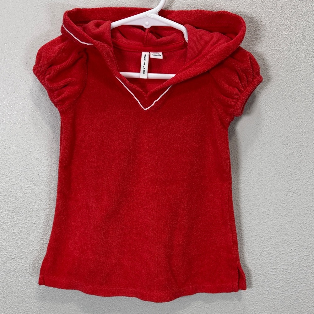 Janie and Jack Vibrant Red Hooded terry swim‎ coverup